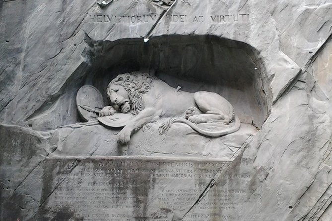 Lucerne small group walking tour and Lake Cruise from Basel - The Lion Monument is powerful, even when brief