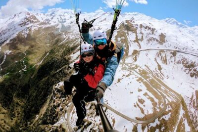 Paragliding mountain flight