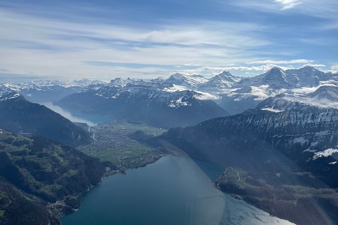 Private Swiss Alps helicopter tour over snow covered mountain peaks and glaciers - Schilthorn, Bond history, and the Lauterbrunnen side