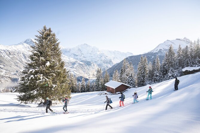 Snowshoe Adventure in the Swiss Alps - Getting fitted with boots, poles, and snowshoes