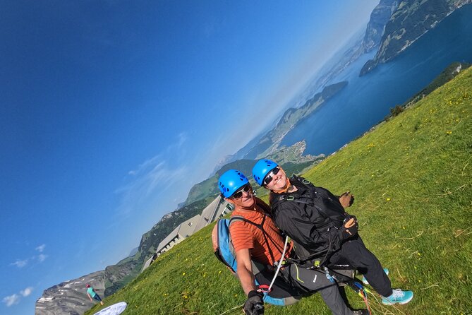 Tandem Paragliding Flight in the Lucerne Region - A soft landing, with a few practical wrinkles